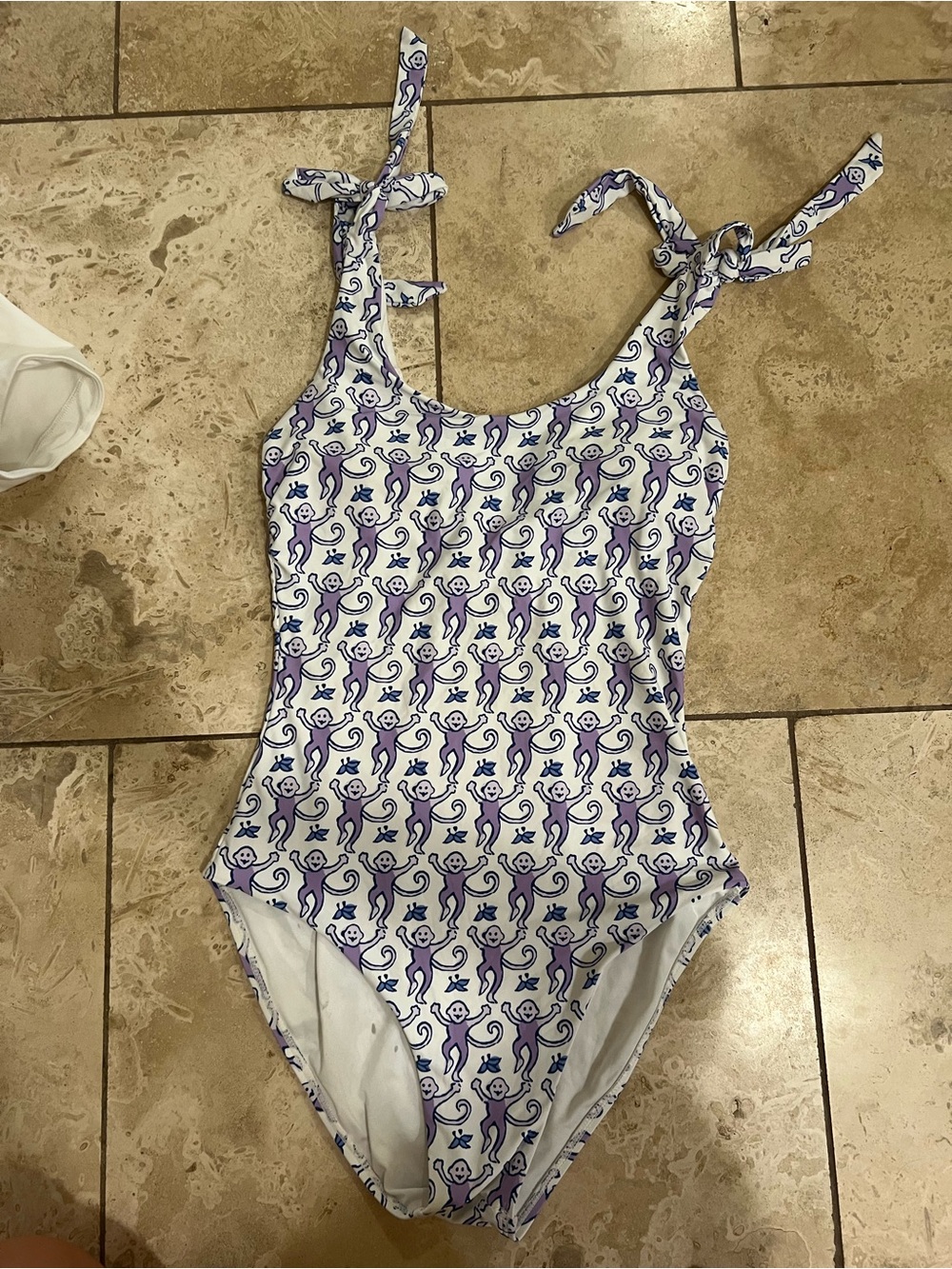 Roller Rabbit White & Purple Monkey Print One-Piece Swimsuit